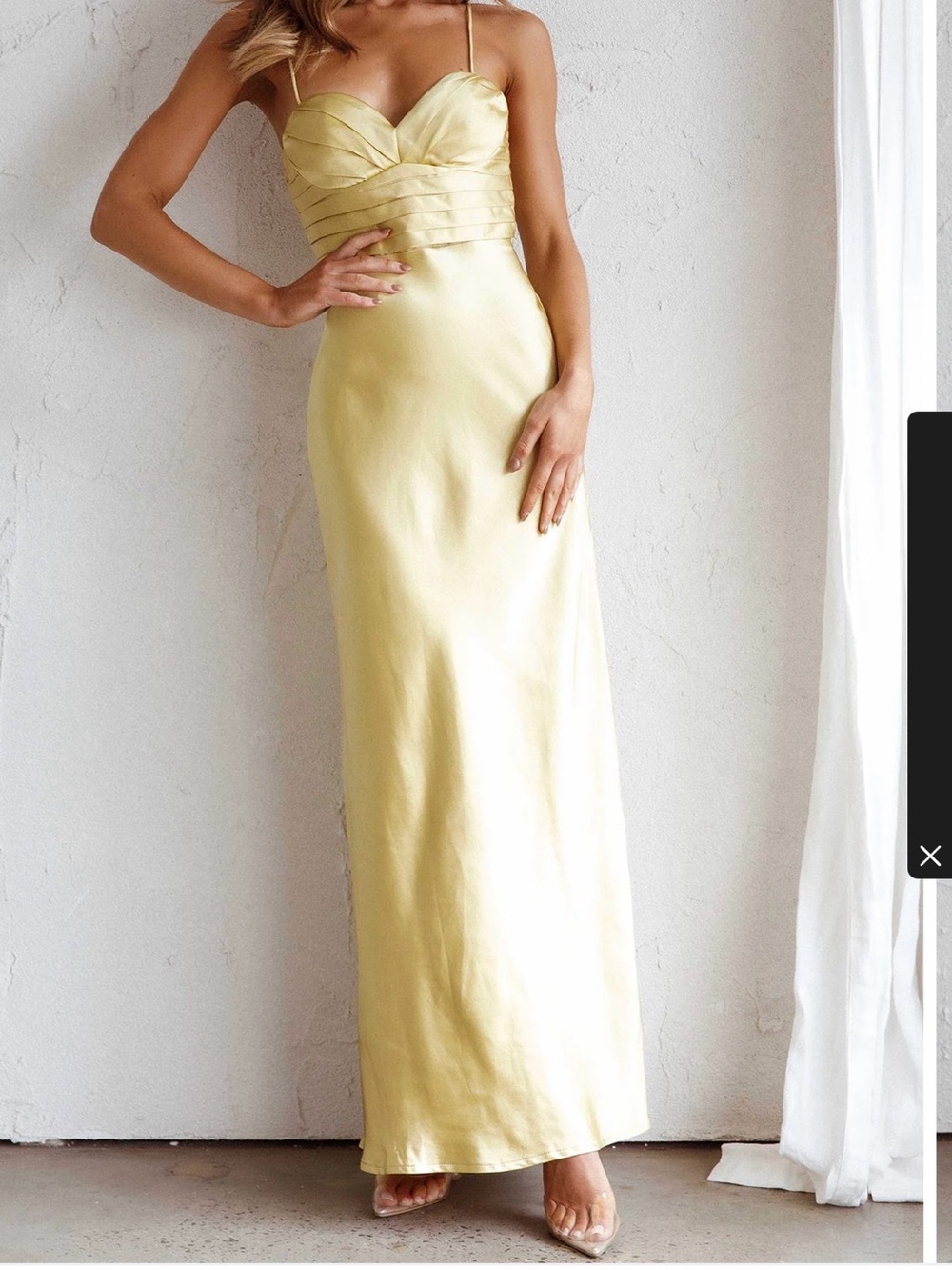 Elegant Golden/Yellow Satin Slip Gown